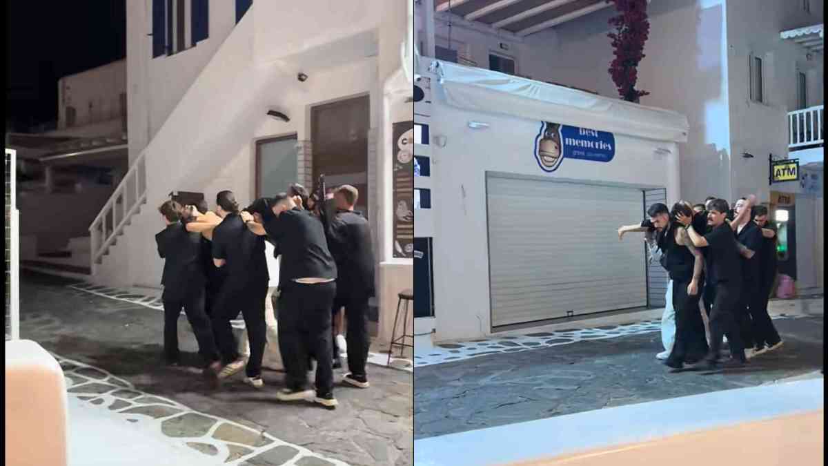 Μύκονος: Τον πήραν… σηκωτό μετά το ξενύχτι – Η παρέα που έγινε viral στα σοκάκια