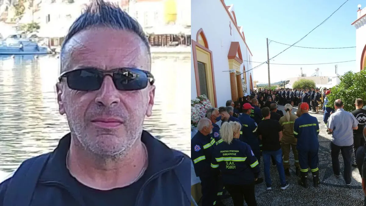 Δάκρυσε όλη η Ρόδος: Ανείπωτος θρήνος στην κηδεία του πυροσβέστη που έχασε τη ζωή του ενώ προσπαθούσε να σώσει αναρριχητές