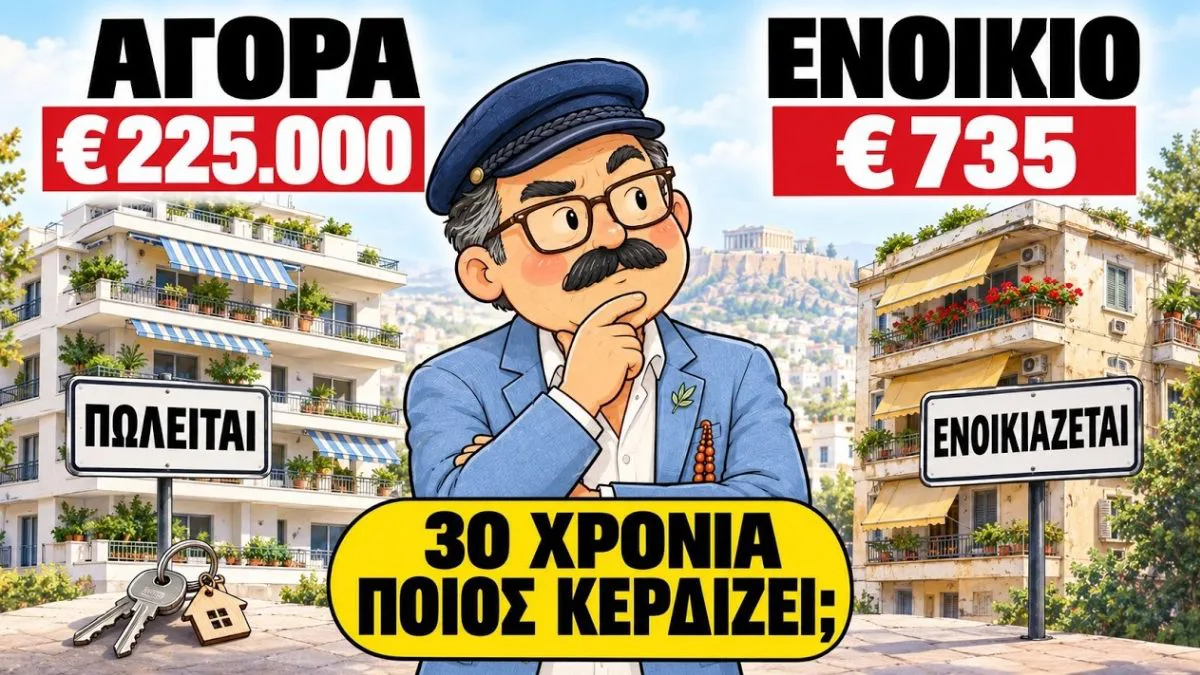 Ενοίκιο ή αγορά σπιτιού στην Ελλάδα: Ποιος κερδίζει μετά από 30 χρόνια
