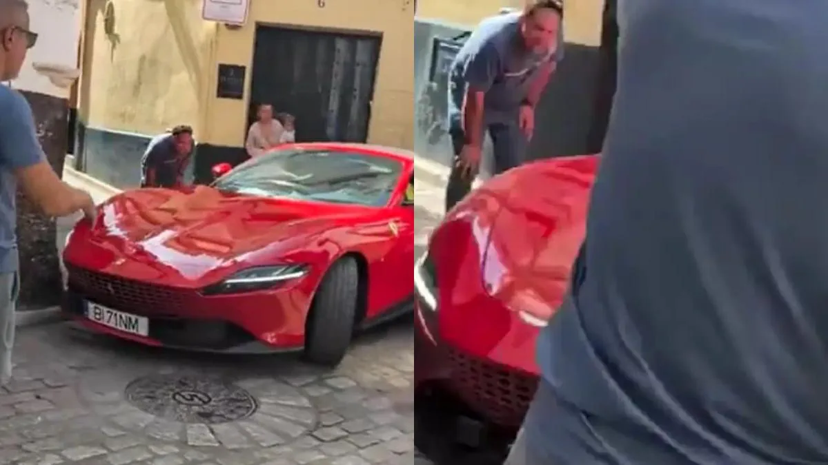 Σεβίλλη: Ferrari αξίας 210.000 ευρώ «σκάλωσε» στα πλακόστρωτα σοκάκια – «Αυτό δεν θα συνέβαινε με ένα Twingo»